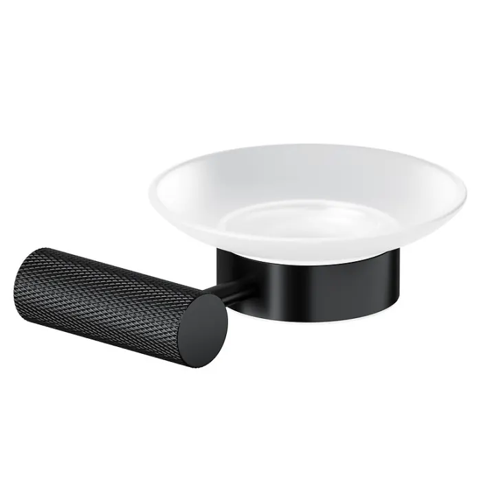 Savoniera cu sticla mata, montare pe perete, negru, Cersanit Zen