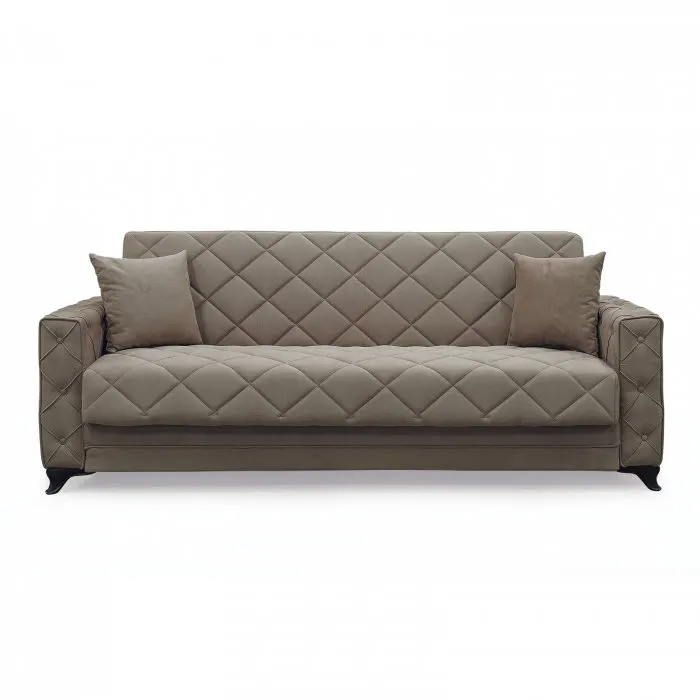 Canapea extensibila HEGEL, 3 locuri, cu arcuri si lada pentru depozitare, maro, 228x85x85 cm