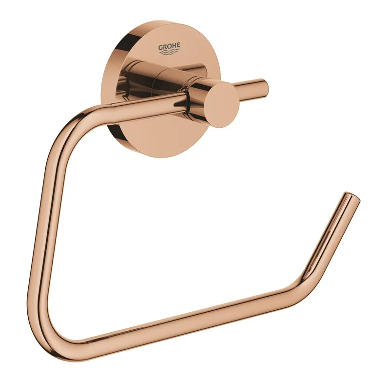 Suport hartie igienica Grohe 40689DA1, Essentials, 1 rola, fixare ascunsa, lucios, cupru