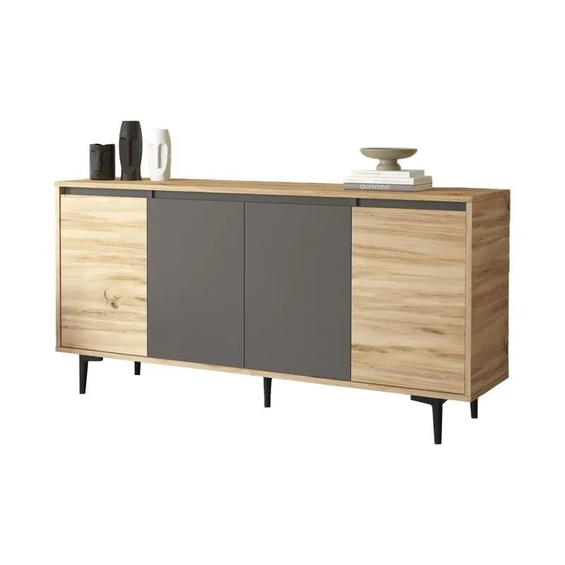 Comoda Augusta, stejar-antracit, 160x40x78 cm - Antracit