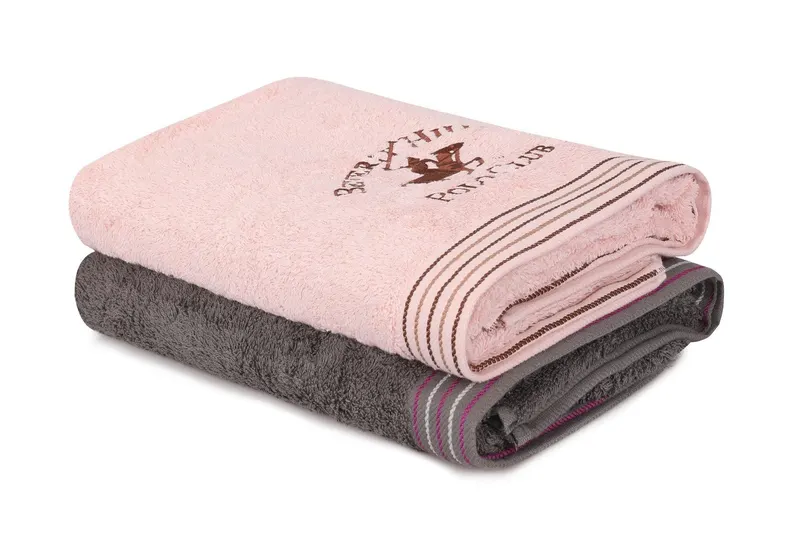 Set prosoape de baie 2 bucăți 405, Diverse culori, Diverse dimensiuni - Gri închis - Roz / 70x140 cm