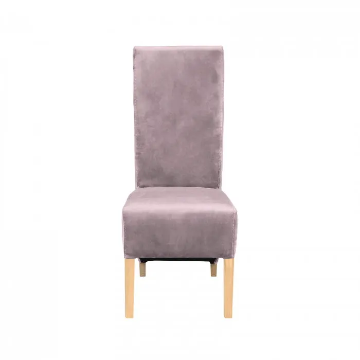 Scaun living VANESSA, picioare lemn natur, stofa roz pudra, 47x60x110 cm