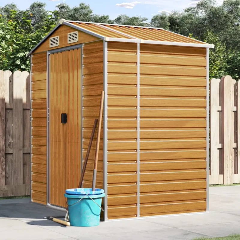sopron de gradina, maro deschis, 191x130x198 cm otel galvanizat