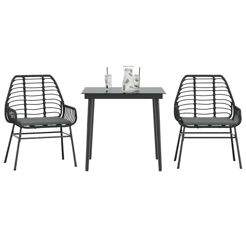 set de sufragerie de gradina 3 piese neagra