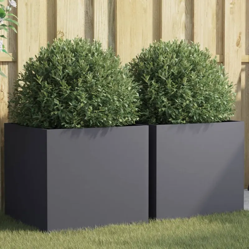 jardiniere, 2 buc., antracit, 49x47x46 cm, otel laminat la rece
