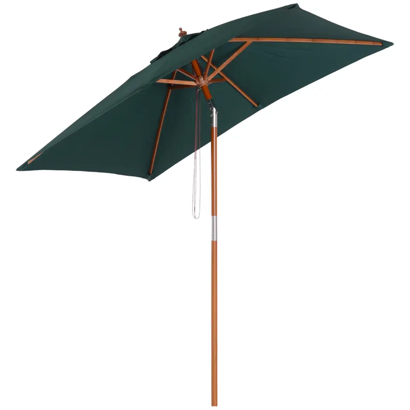 Umbrela Dreptunghiulara Outsunny din Bambus, 2x1.5x2,3m