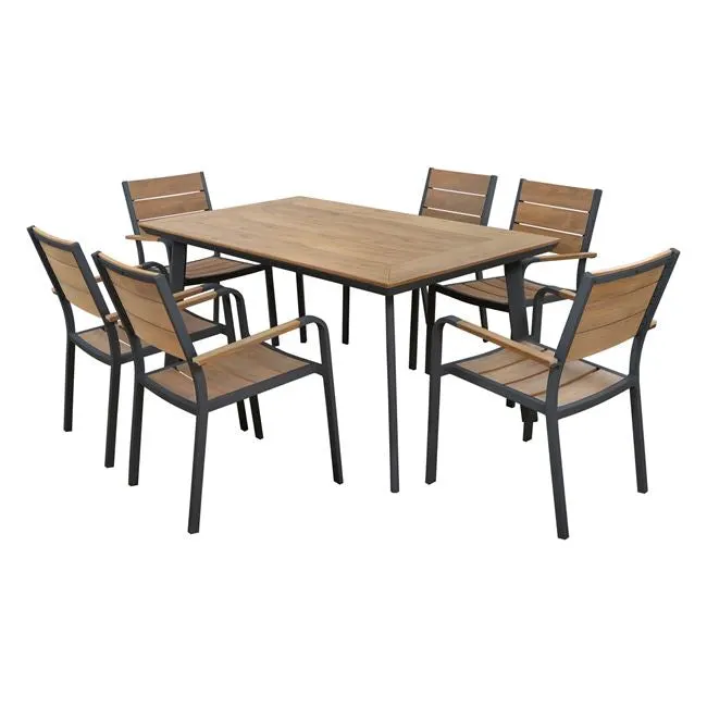 Set masa si scaune PADANA 160x92x72 cm GREY - Gri inchis