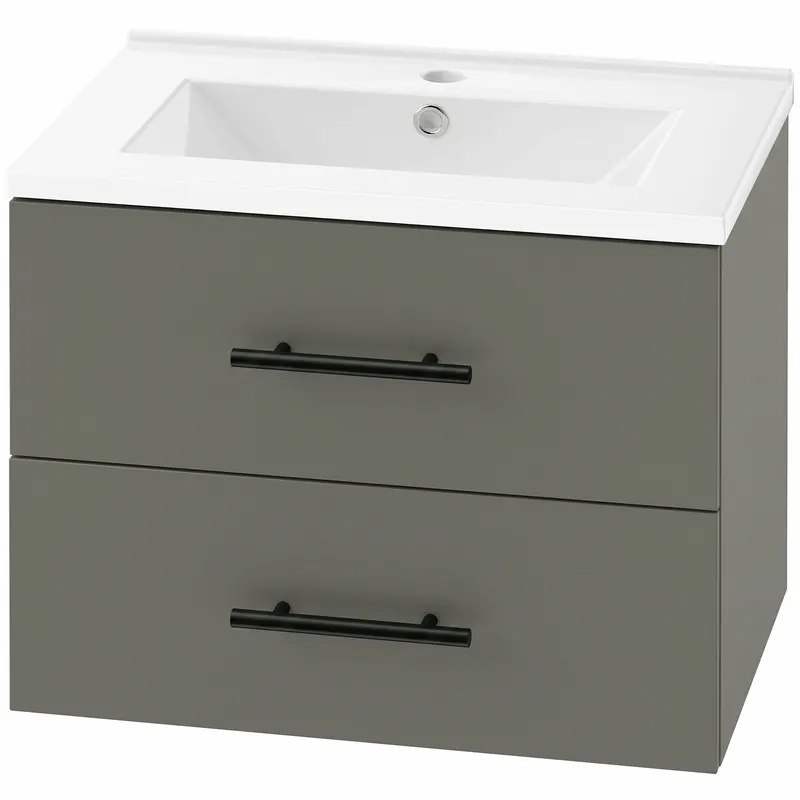 HOMCOM Dulap pentru Baie cu Lavoar din Ceramică, 2 Sertare, 61 x 40 x 48 cm, Verde