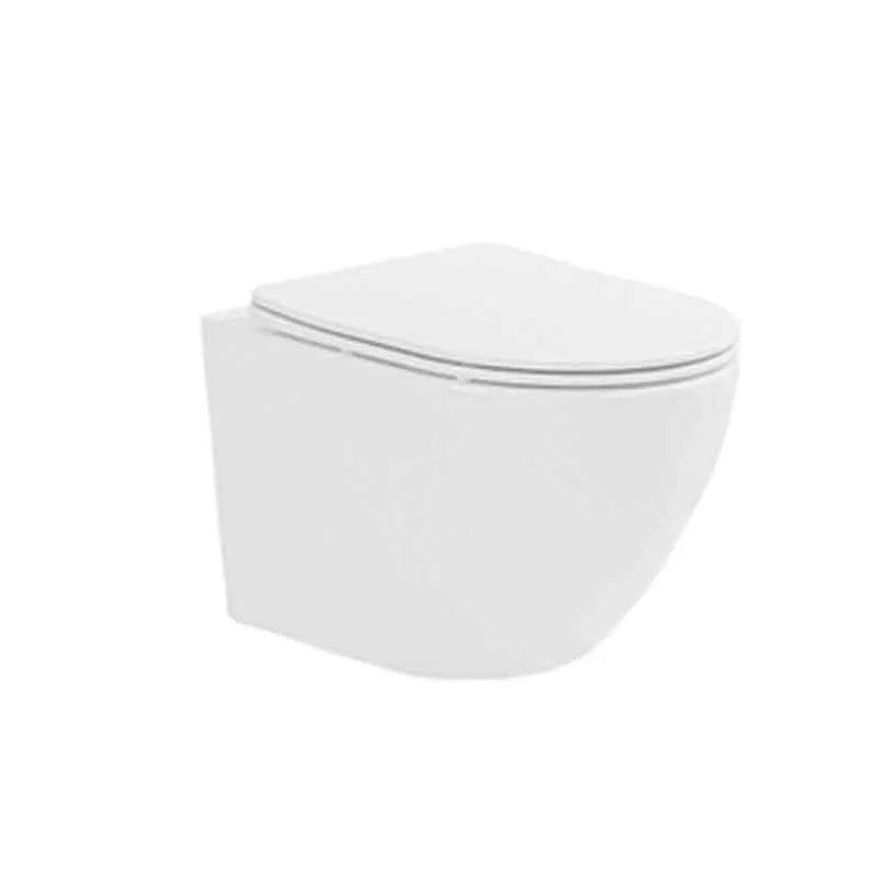 Vas WC suspendat Fluminia Ricci Tornado, 36x49cm, spalare cu vartej, capac soft close, alb
