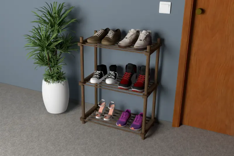 Pantofar cu 3 rafturi , natur, 75 X 57.5 X 30 cm