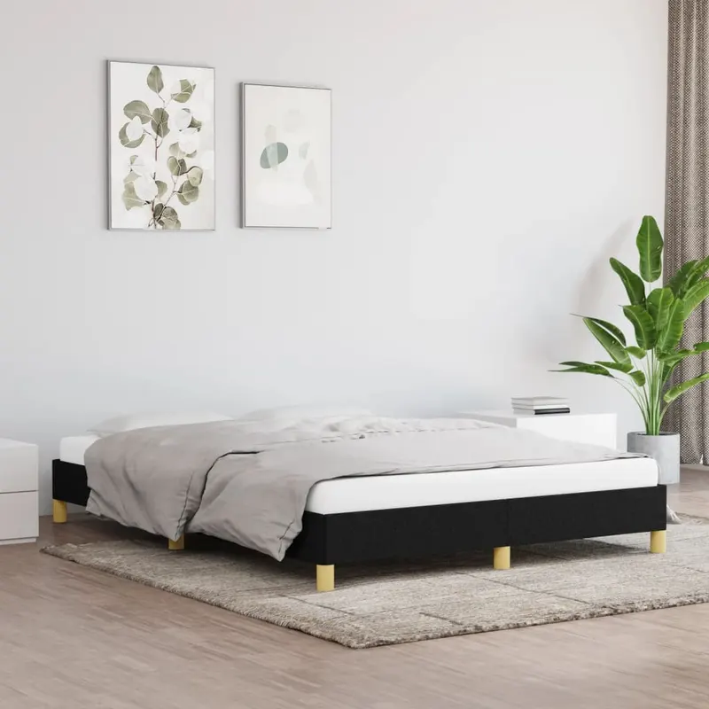 cadru de pat fara saltea, negru, 160x200 cm, textil