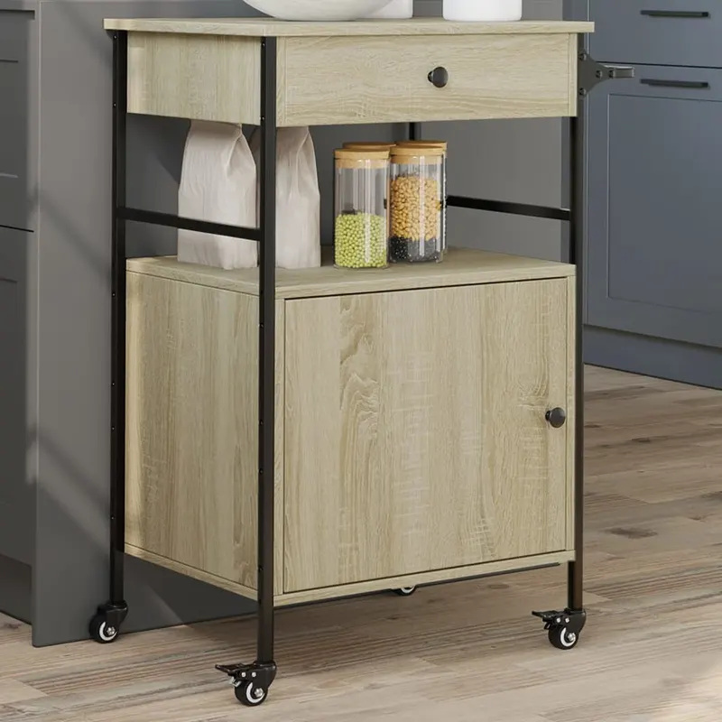 carucior de bucatarie, stejar sonoma, 56x43x89,5 cm, lemn