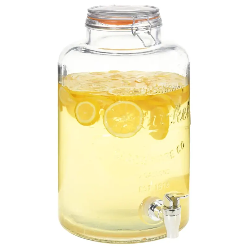 dozator de apa xxl cu robinet, transparent, 8 l, sticla