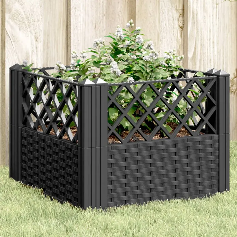 jardiniera de gradina cu spalier, negru, 43,5x43,5x43,5 cm, pp