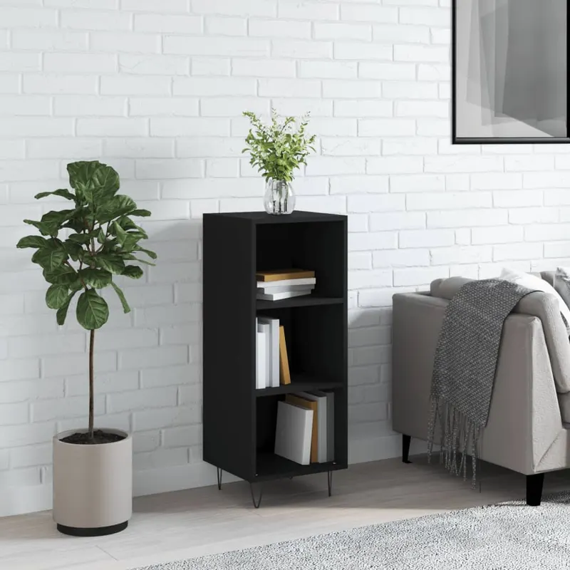 servanta, negru, 34,5x32,5x90 cm, lemn compozit