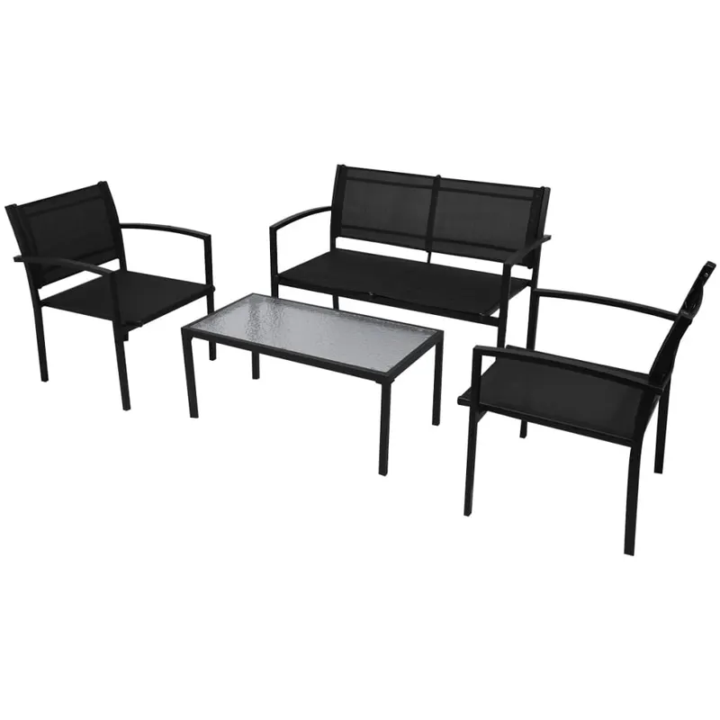 set mobilier de gradina, 4 piese, negru, textilena