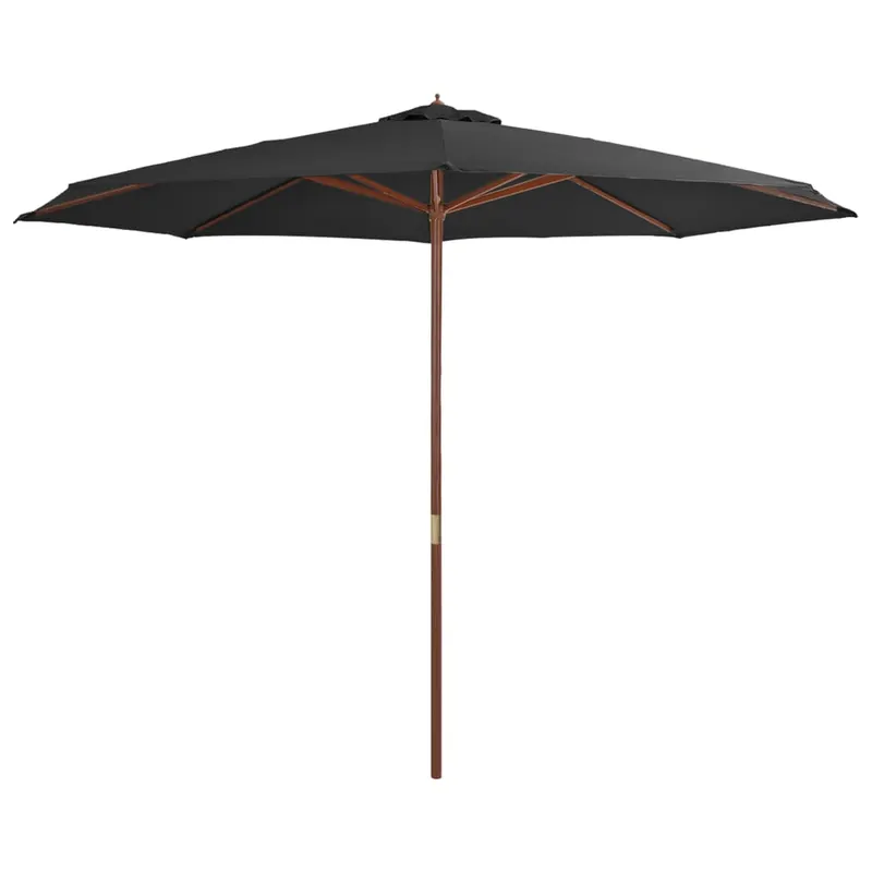 umbrela de soare de exterior, stalp din lemn, antracit, 350 cm