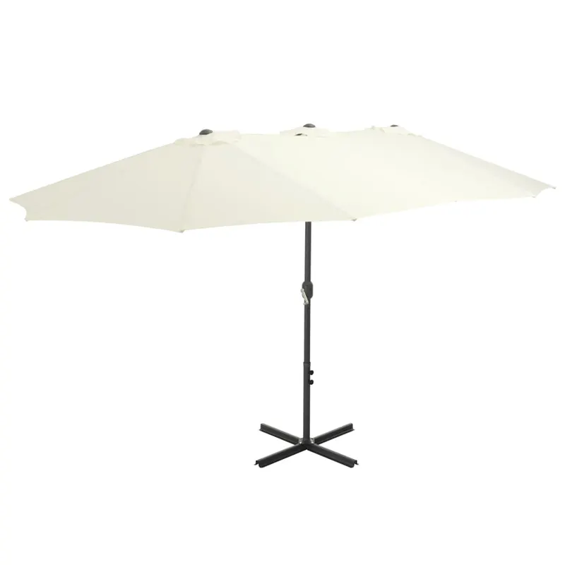 umbrela soare exterior, stalp aluminiu, nisipiu, 460 x 270 cm