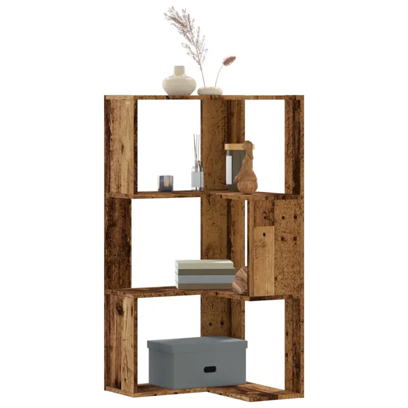 biblioteca 3 niveluri lemn vechi 50x50x102 cm lemn prelucrat
