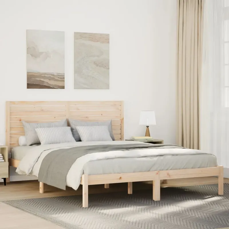 cadru pat foarte lung fara saltea, 140x220 cm, lemn masiv