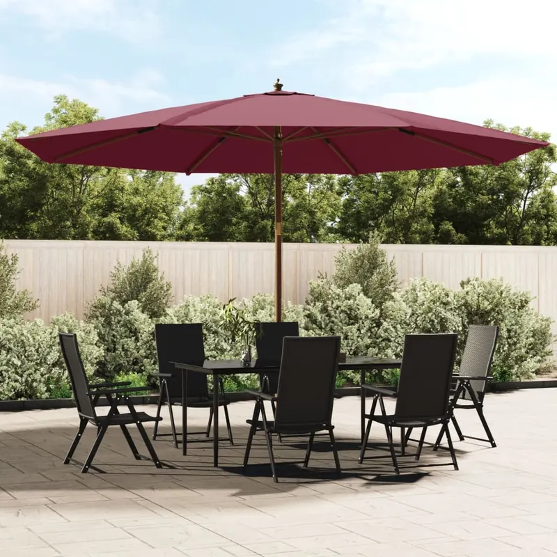 umbrela soare de gradina stalp din lemn, rosu bordo, 400x273 cm