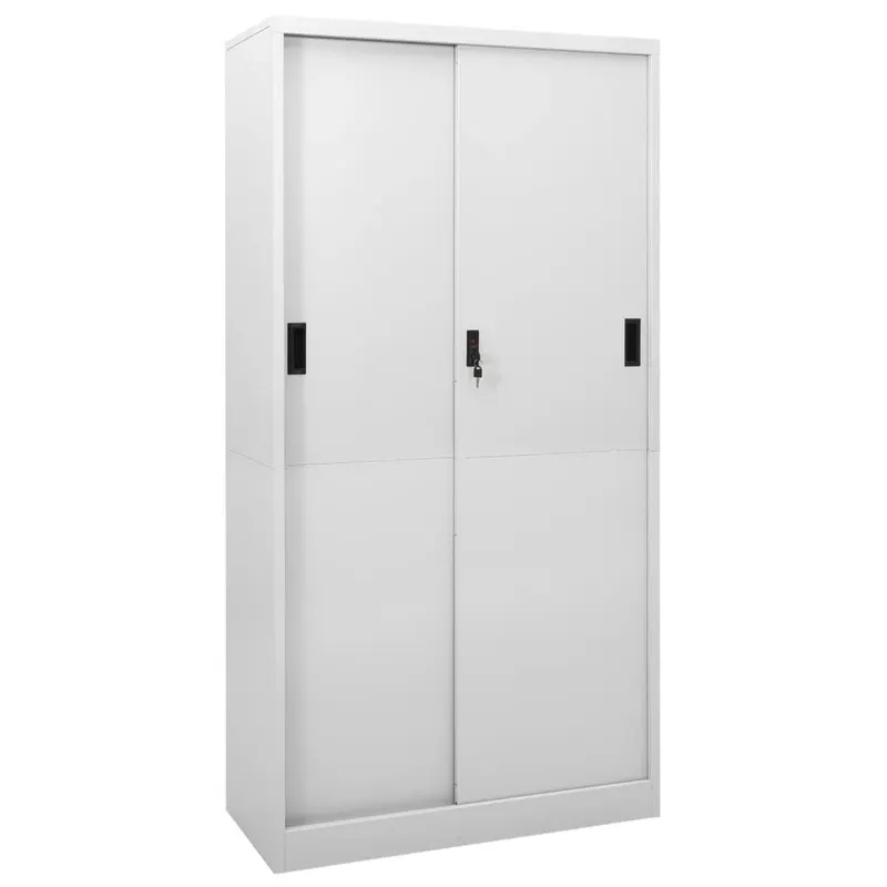 dulap de birou cu usa glisanta, gri deschis, 90x40x180 cm, otel