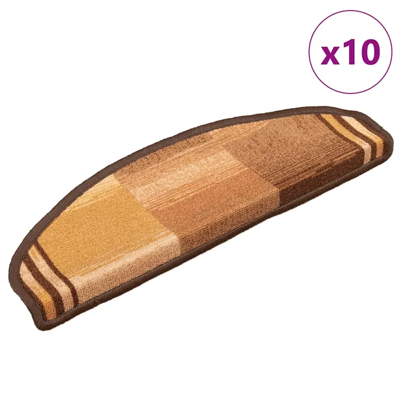 covorase pentru scari autoadezive, 10 buc., maro, 65x21x4 cm