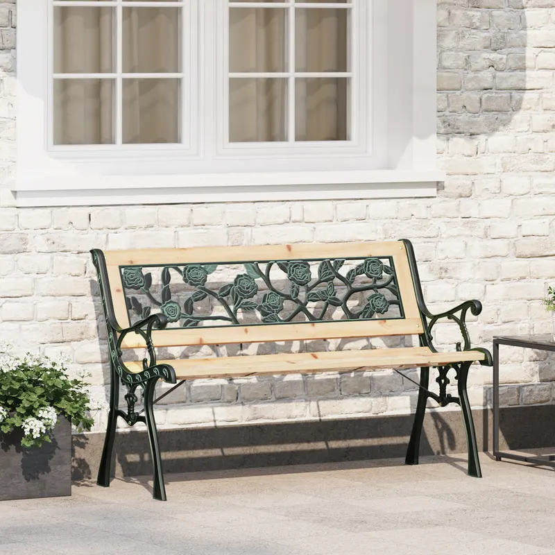 banca de gradina cu spatar, model trandafir, 116 cm, lemn