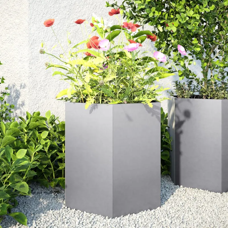 jardiniera gradina 2 buc. 46x40x45cm otel galvanizat hexagonala