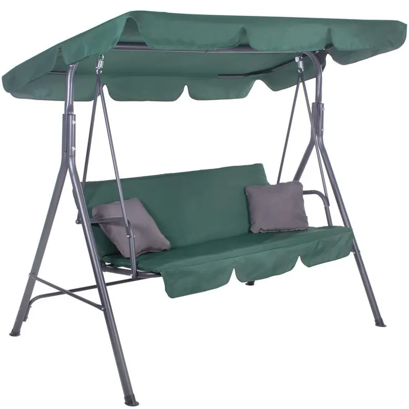 Leagan balansoar gradina 3 locuri baldachin perne poliester, 170x110x150 cm, maxim 220 kg, verde