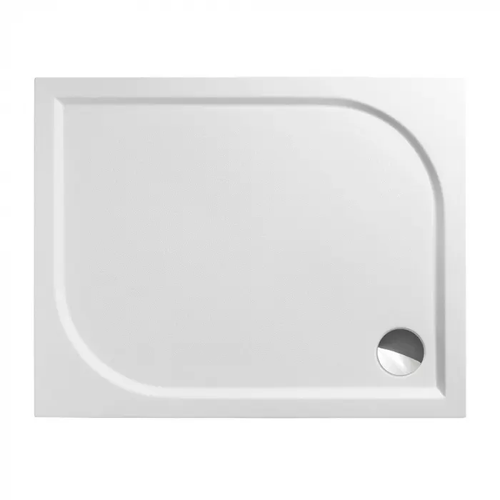 Cadita de dus dreptunghiulara, din marmura sintetica, alba, 100x80x3 cm, finisaj anti-alunecare, Roth Rectan-M