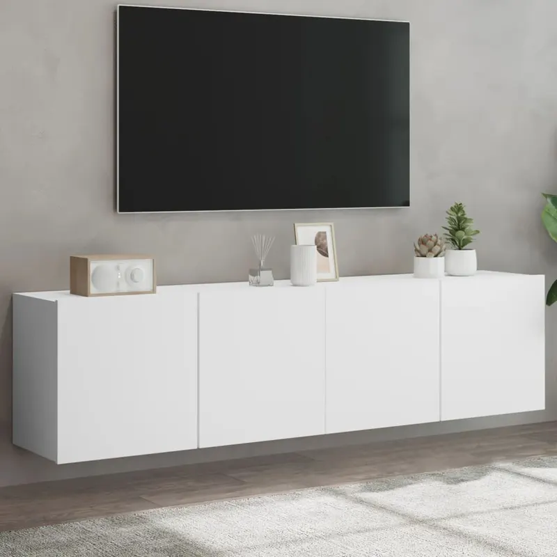 comoda tv de perete, 2 buc. alb, 80x30x41 cm