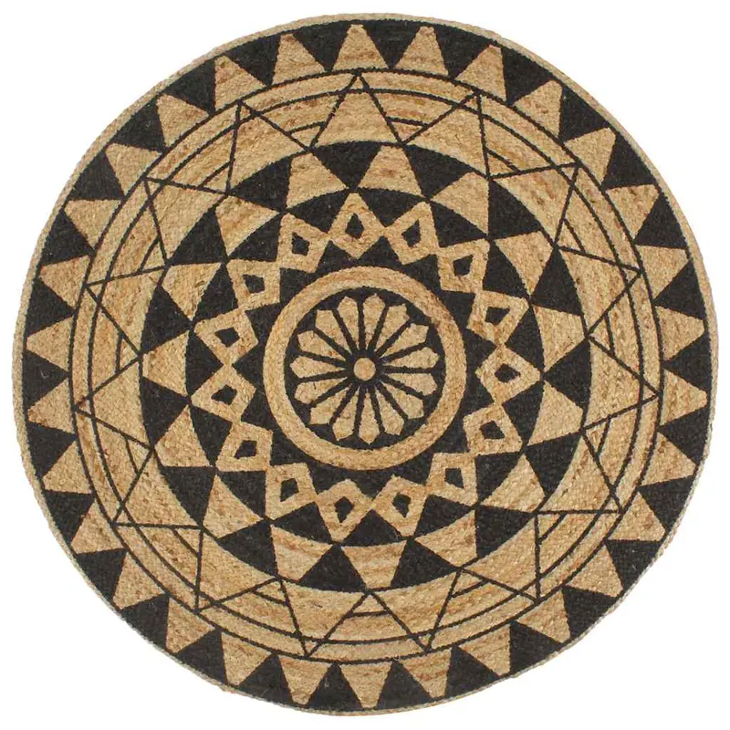 covor manual cu imprimeu negru, 90 cm, iuta