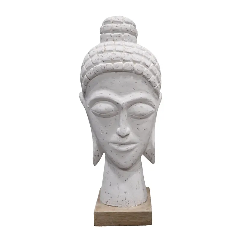 Statueta Wevi bust Buddha alb lemn mango, 17x11x41 cm - Alb