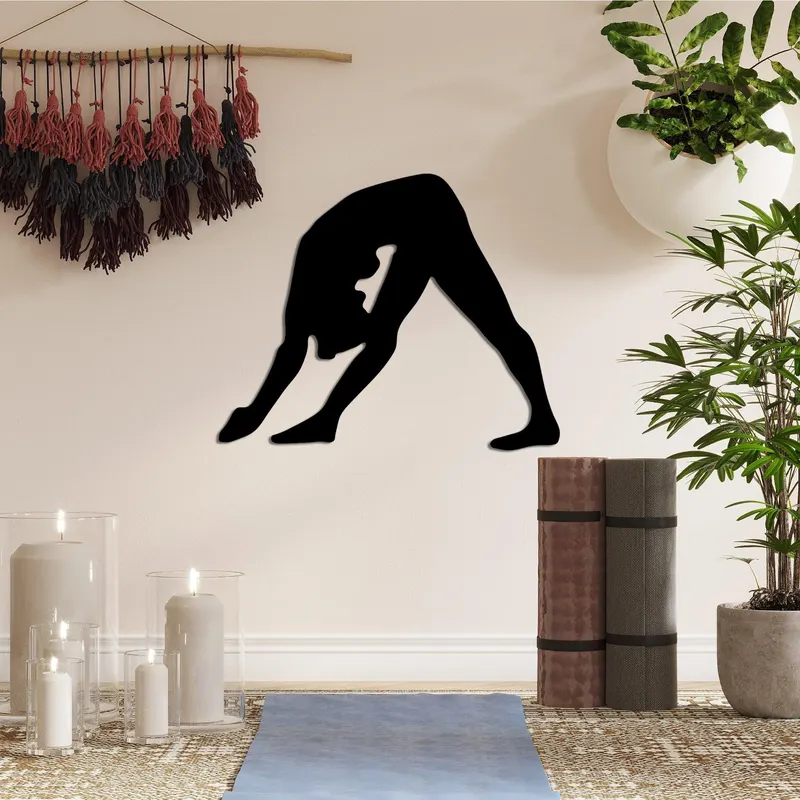 Decoratiune de perete Metal Yoga 14, Negru, 55x45 cm - Negru