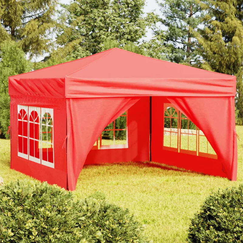 cort pliabil pentru petrecere, pereti laterali, rosu, 3x3 m