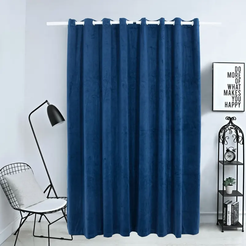 draperie opaca albastru inchis 290x245cm catifea inele metalice