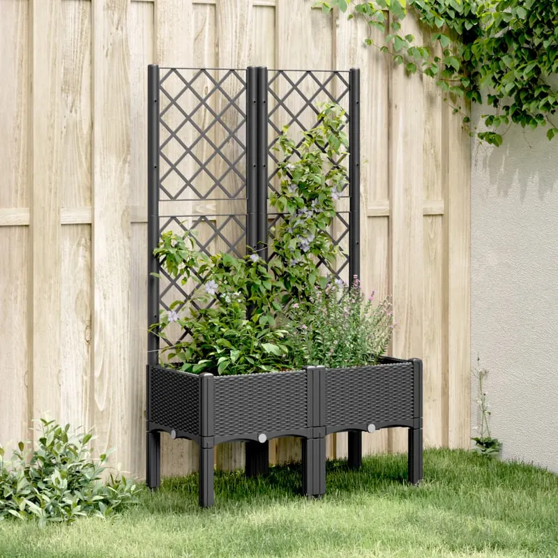 jardiniera de gradina cu spalier, negru, 80x40x142 cm, pp