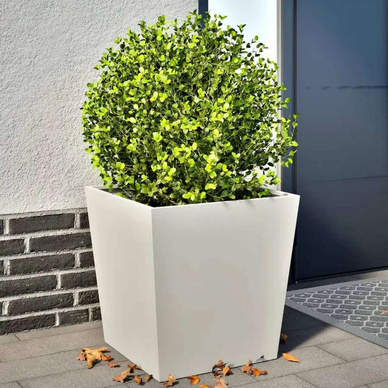 jardiniere gradina, 2 buc., alb, 50x50x50 cm, otel