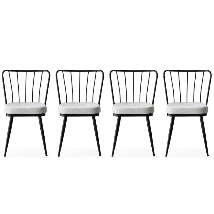 Set 4 scaune YILDIZ, negru, 43x42x82 cm