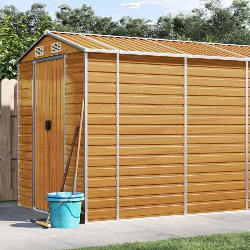 sopron de gradina, maro deschis, 191x470x198 cm otel galvanizat