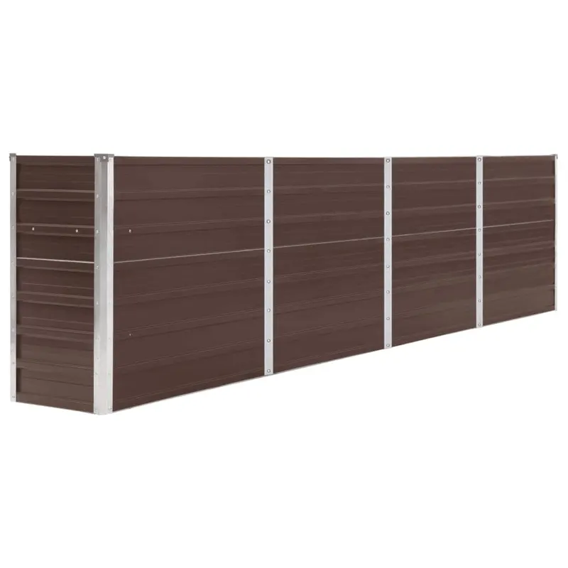 strat inaltat gradina, maro, 320x40x77 cm, otel galvanizat