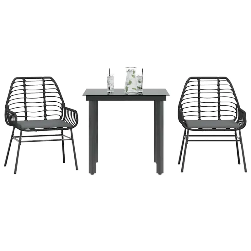set de sufragerie de gradina 3 piese neagra