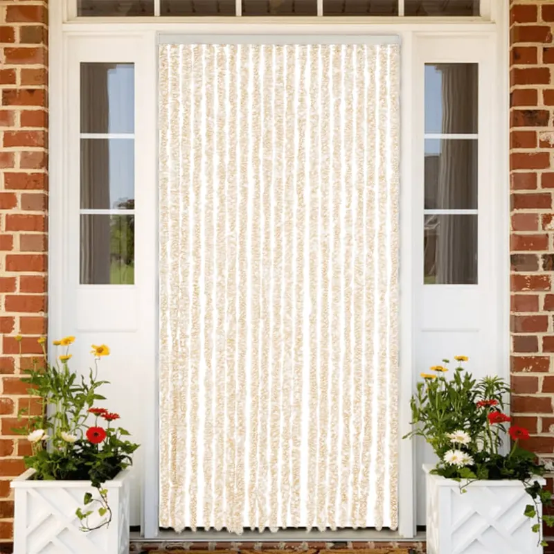 perdea pentru insecte, bej si alb, 90x220 cm, chenille