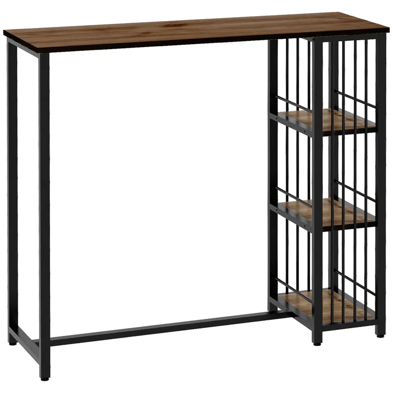 HOMCOM Masa de bar masa inalta de bucatarie mange-debout cu rafturi 120 x 40 x 105 cm picior otel negru