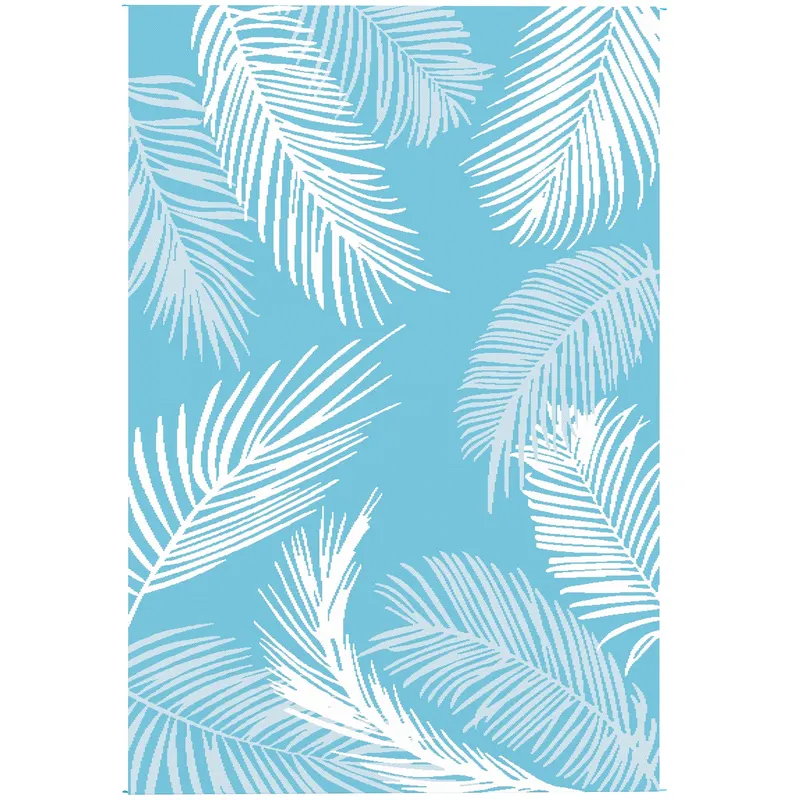 Outsunny Covor outdoor reversibil robust rezistent la intemperii cu geantă de transport ancore pentru sol 274 x 182 cm Hellblau+Weiß