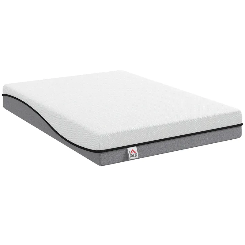 HOMCOM Saltea 140x200cm H3 mediu-firmă 20 cm Înălțime Ergonomică, Respirantă din spumă memory cu gel, OEKO-TEX & CertiPUR