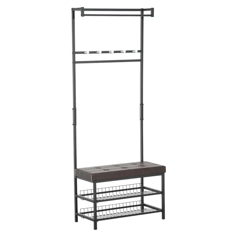 HomCom Banca Vestiar in Metal captusita, Maro, 72.5x35x180cm