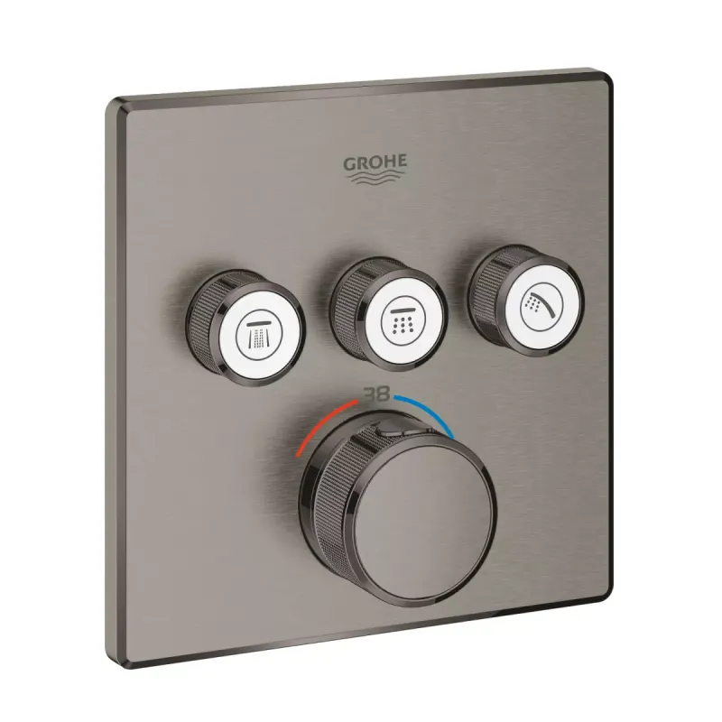 Unitate comanda Grohe SmartControl 29126AL0, 1 2 , 3 iesiri, termostat, necesita valva, mat, grafit