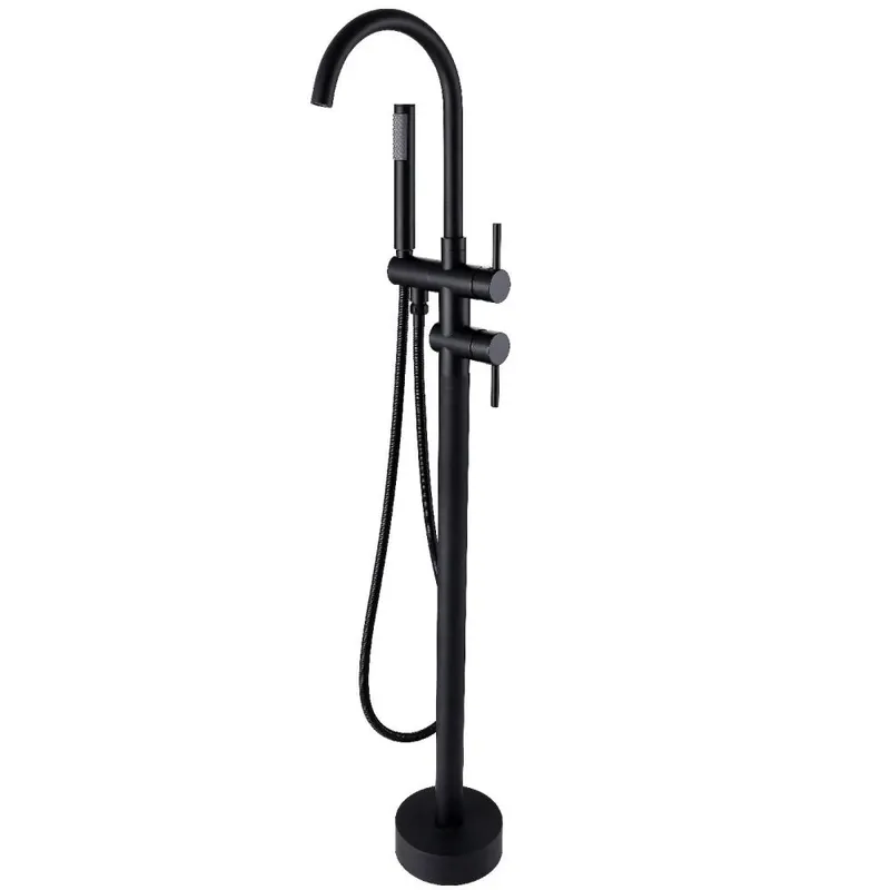 Baterie cada freestanding negru mat Besco Illusion I